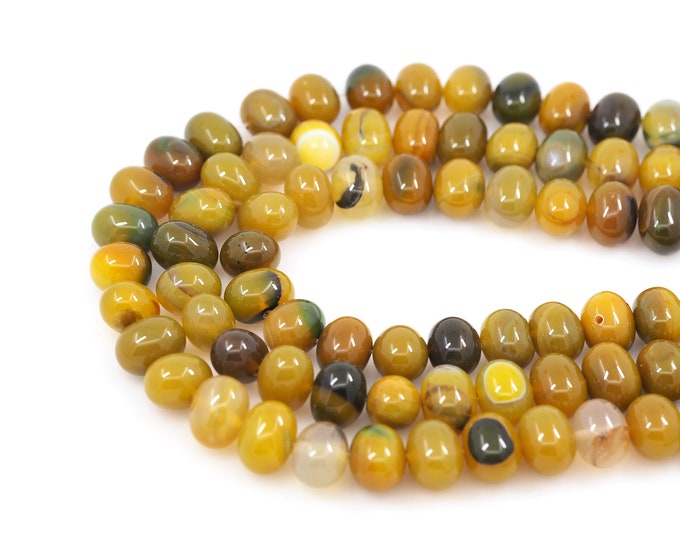 Yellow Oval Gemstone Beads,Lemon Citrine Rectangular Beads,Natural Stone Necklace, Natural Stone Chain, Topaz Necklace,13x18mm