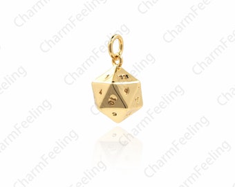 Dice Pendant, Polyhedron Pendant, Square Faceted Necklace, Metal Dice Necklace, Dice Charm 16.5×9.5×9.1mm 1pcs