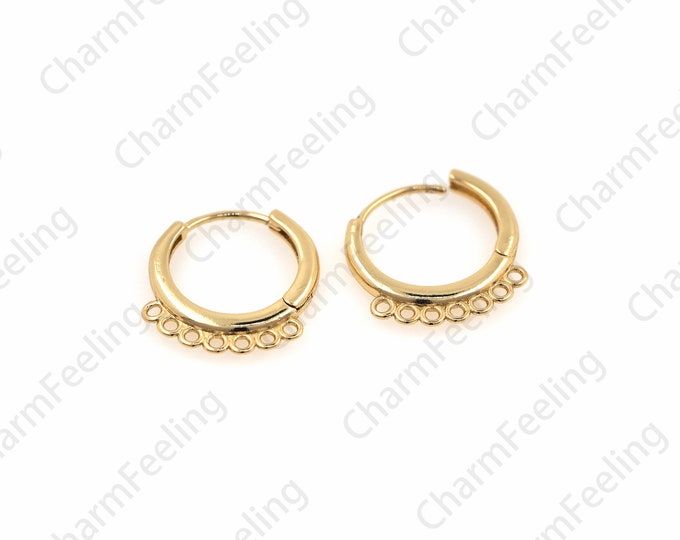 18K Gold Filled Round Earrings,Round Earring Accessories,Round Charms,DIY Jewelry Earring Accessories 16.5x16x2mm