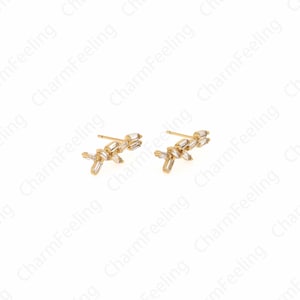 MicroPave CZ Dangle Earrings,Fish Earrings,18K Gold Filled Dangle Earrings,Marine Life Earrings,Gift For Her, DIY Jewelry Supplies, 17x6x2mm