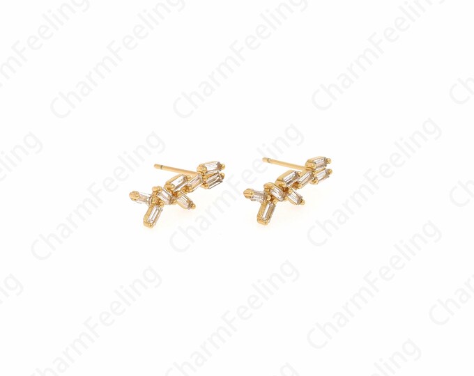 MicroPave CZ Dangle Earrings,Fish Earrings,18K Gold Filled Dangle Earrings,Marine Life Earrings,Gift For Her, DIY Jewelry Supplies, 17x6x2mm