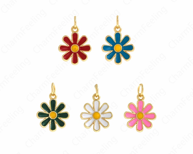 Daisy Pendant,Daisy Necklace,18K Gold Filled Flower Pendant, Flower Pendant, Chrysanthemum Pendant DIY Jewelry Supplies,16.7x11.72mm