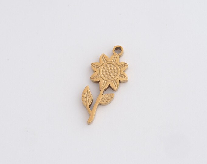 Sunflower Charms,Dainty Flower Charm, 18K Gold Filled Sunflower Pendant,DIY Jewelry Accessories 20x9.4x1.8mm