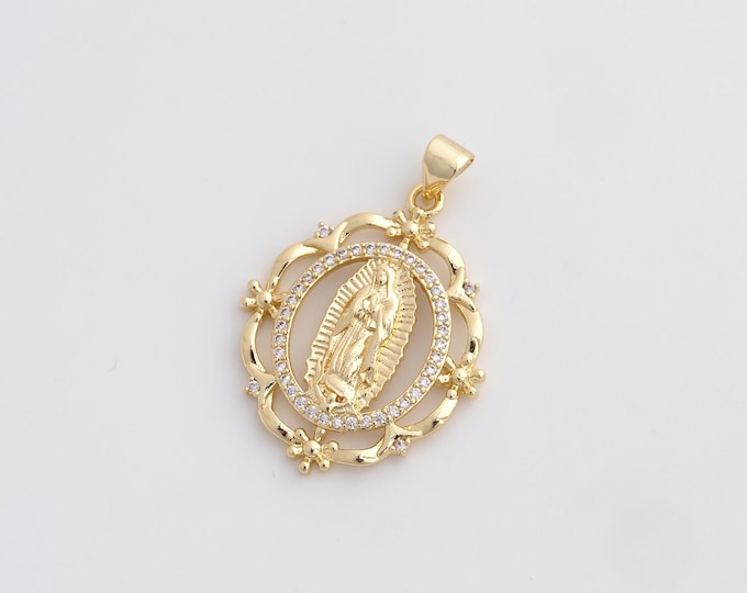 Gold Religion Pendant,18K Gold Filled Virgin Mary Pendant,Virgin Necklace,DIY Jewelry Accessories,34x23.3x3.3mm