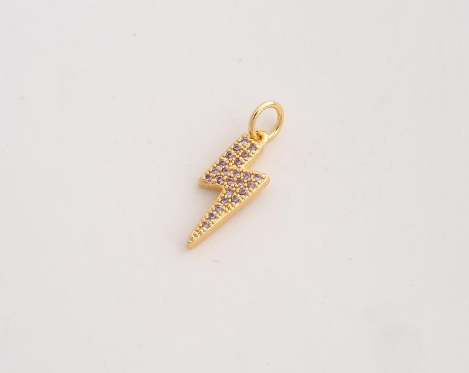 CZ Lightning Pendant,Lightning Pendant,18K Gold Filled Lightning Charm,DIY Jewelry Accessories,20.2x7.4x2.3mm