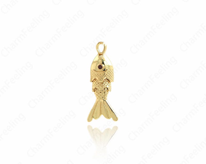 Fish Jewelry, Dainty Fish Necklace, Tropical Fish Pendant, 18K Gold Filled Fish Pendant,Marine Life Jewelry, 22x8.7x4.5mm