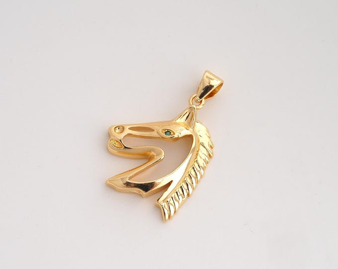 CZ Horse Pendant,Animal Pendant,18K Gold Filled Horse Charm,DIY Jewelry Accessories,25.3x17.6x4.7mm
