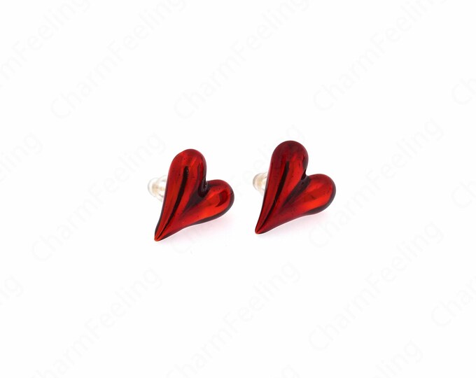 18K Gold Filled Heart Earrings, Love Earrings,Enamel Love Earrings, Enamel Love Earrings, Enamel Charm,18.5x15.5x17.5mm