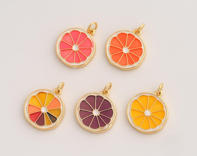 Enamel Lemon Pendant,Fruit Pendant,18K Gold Filled Lemon Charm,DIY Jewelry Accessories,20.5x16x2.3mm