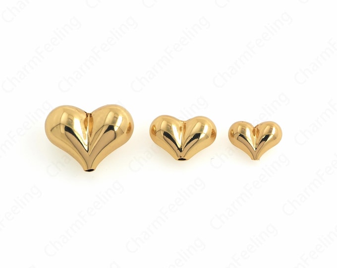 Heart Spacer Beads,Heart Bracelet Necklace 18K Gold Filled Heart Spacer Beads Accessories, Heart Charm, DIY Jewelry Making