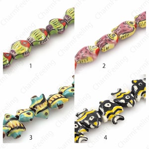 Fish Spacer Beads,Ceramic Fish Beads,Marine Life Spacer Beads,Glazed Ceramics, Hand-Painted Ceramics,DIY Jewelry Supplies