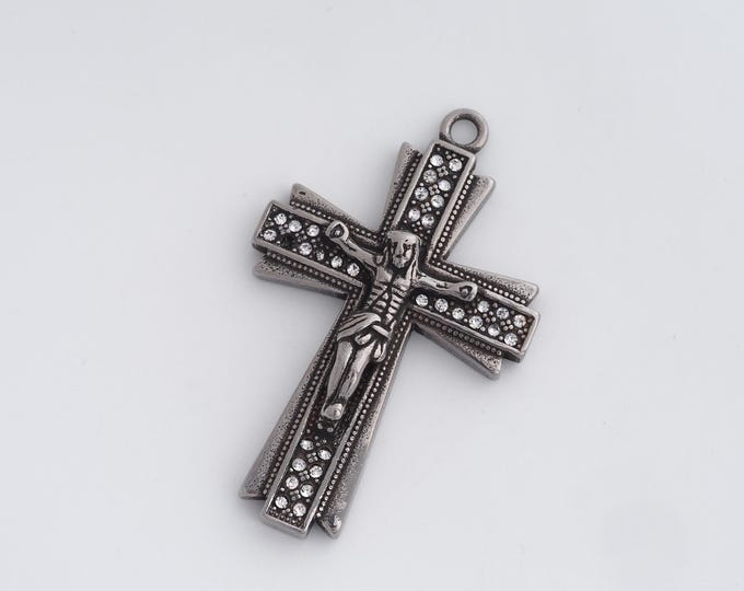 Cross Pendant,Retro Cross Necklace,Stainless Steel Religious Charm,DIY Jewelry Supplies 51.8x33x7.3mm