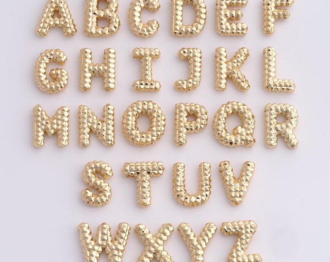 18K Gold Filled Initial Pendant, Letter Pendant, Alphabet Charm, DIY Jewelry Accessories, 21.3x16.6x5.8mm