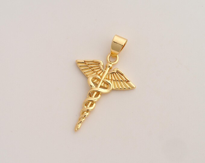 Medical Pendant,Registered Nurse Pendant,18K Gold Filled Medical Charm,DIY Jewelry Accessories,34x20.6x2.4mm