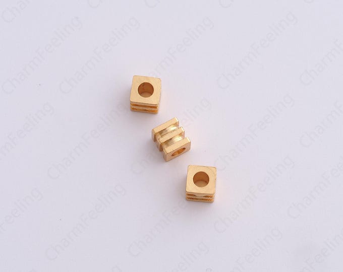 10 pcs Gold Square Spacer Beads, 18K Gold Filled Tube Beads,Dainty Square Bracelet Necklace Spacer Beads, DIY Jewelry Supplies,4.2x4mm