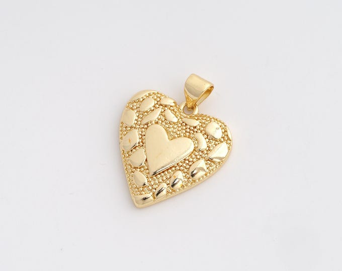Heart Pendant,Love Pendant,18K Gold Filled Heart Charm,DIY Jewelry Accessories,25x19.6x3.4mm
