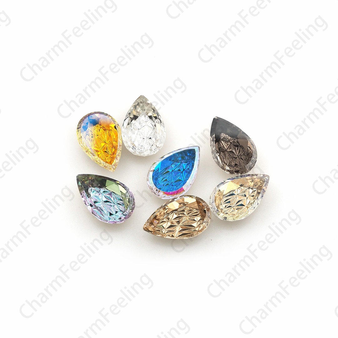 48pcs Rhinestones for Nails, Nail Diamonds Glass Crystal AB Metal Gems  Jewels Stones for 3D Nails Art Decoration
