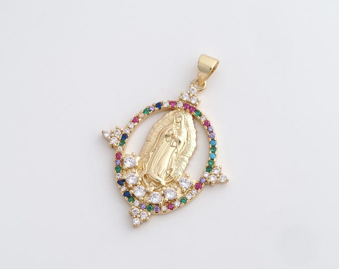 Gold Religion Pendant,18K Gold Filled Virgin Mary Pendant,Virgin Necklace,DIY Jewelry Accessories,38.3x26.8x2.8mm