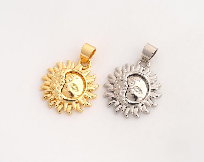 Sun Pendant,Celestial Pendant,18K Gold Filled Sunburst Charm,DIY Jewelry Accessories,27x19.2x4mm