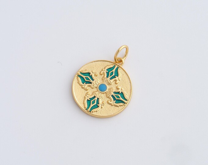 Enamel Flower Pendant, 18K Gold Filled Flower Charm,Plant Pendant, DIY Jewelry Supplies,20.4x15x1.5mm