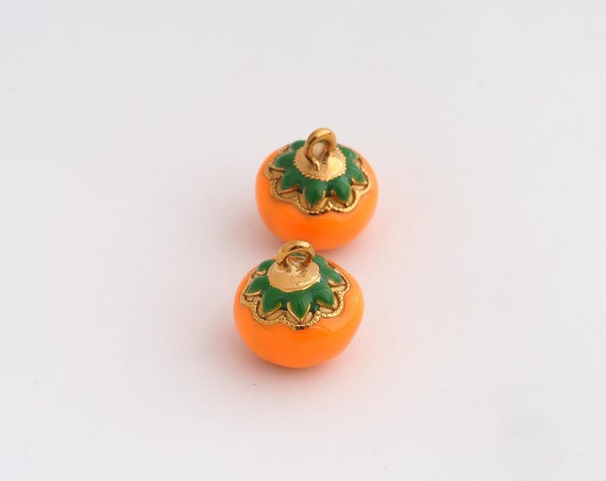 Enamel Pumpkin Charms,Dainty Pumpkin Charm, 18K Gold Filled Pumpkin Pendant,DIY Jewelry Accessories 13.5x12.5x2.5mm