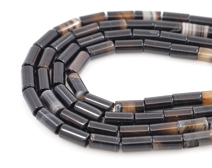 Black Agate Cylindrical Beads,Tubular Gemstone Beads,Gemstone Chains,Natural Stone Necklaces,Gemstone Necklaces,DIY Bracelet Accessories