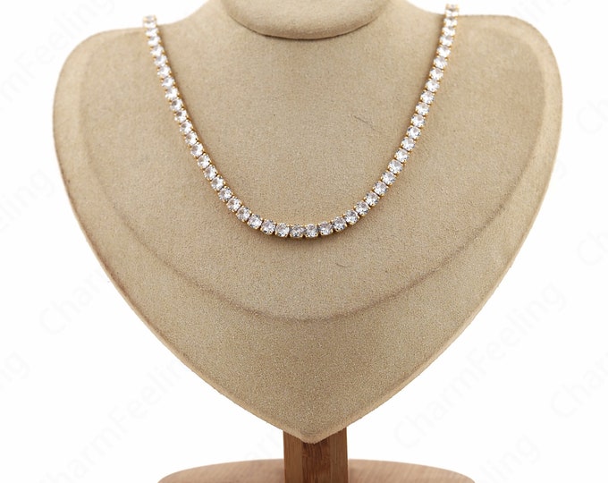 Zircon Necklace, Chain Necklace, 18K Gold Filled Thick Gold Necklace, Personalized Necklace, Gift for Her,