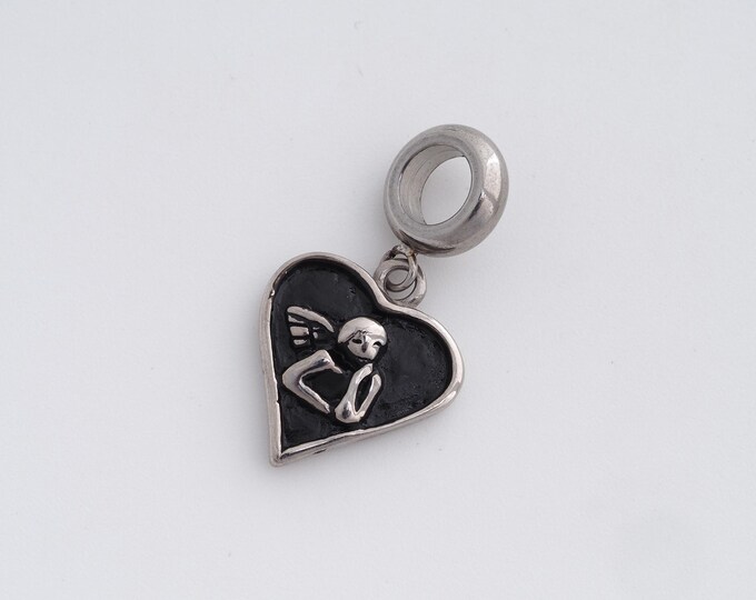 Stainless Steel Heart Pendant,Angel Wings Charms,Angel Charm, DIY Jewelry Supplies, 27x14.3x3mm