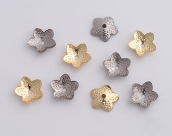 100 stuks roestvrijstalen doppen, afstandssieraden, kralenkapjes, parelkapjes, bloemkapjes, bloemkraalkapjes, doe-het-zelf gouden sieraden maken, 10 x 2,7 mm