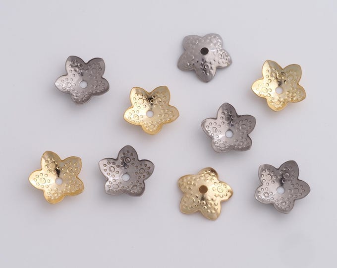 100 pcs Stainless Steel Caps,Spacer Jewelry,Bead Caps,Pearl Caps,Flower Caps,Flower Bead Caps,DIY Gold Jewelry Making,10x2.7mm