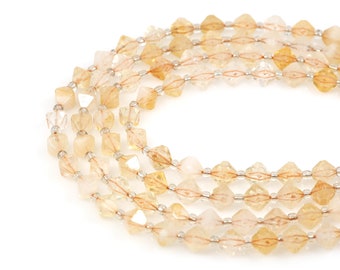 Citrine Gemstone Necklace, Faceted Diamond Gem Bead, Natural Stone Chain, Natural Stone Bead, DIY Bracelet Necklace Accessories, 10mm