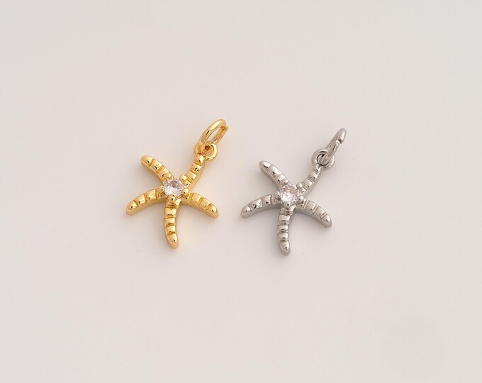CZ Starfish Pendant,Starfish Pendant,18K Gold Filled Starfish Charm,DIY Jewelry Accessories,17.3x12.3x3.3mm