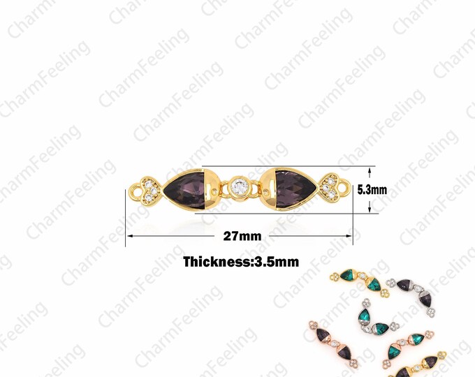CZ Pisces connector, fish pendant, fish pendant, simple connector 27x5.3x3.5mm  1pcs