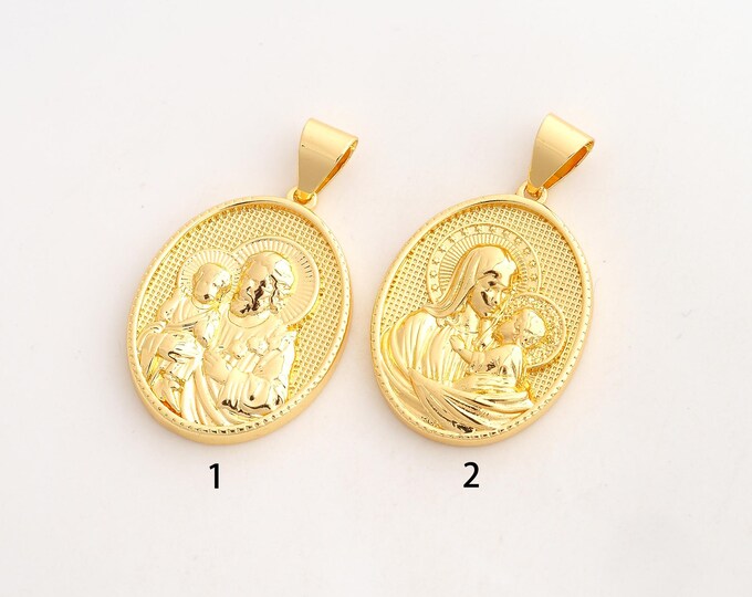 Virgin Mary Pendant,Religious Pendant,18K Gold Filled Jesus Charm,DIY Jewelry Accessories,41.3x25x4mm