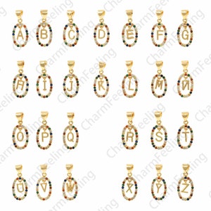 Colar micropavé cz com letras, pingente de letras preenchido com ouro 18K, pingente de texto, pingente de colar, acessórios para fazer joias faça você mesmo 10x22,5x2,2mm