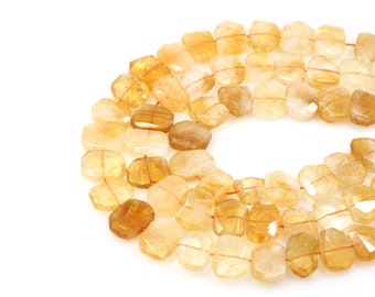 Yellow Crystal Chain,Faceted Gem Beads,Natural Stone Necklace, Gemstone Necklace, Natural Stone Bead, Crystal Charm,Jewelry Supplier,15x20mm
