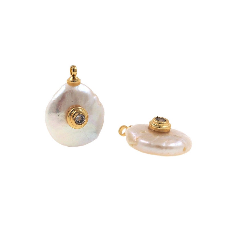 Coin pearl pendant, freshwater pearl necklace, white pearl bracelet, bridal gift 1pcs/2pcs/10pcs image 6