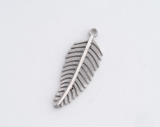 Stainless Steel Feather Pendant,Feather Charms, Feather Charm, DIY Jewelry Supplies, 27.5x10.3x2.3mm