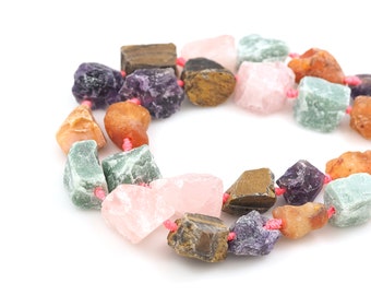 Dark Colorful Rough Stone, Unfinished Gem Beads, Natural Stone Chain, Gem Chain, DIY Bracelet And Necklace Accessories, 25-30mm