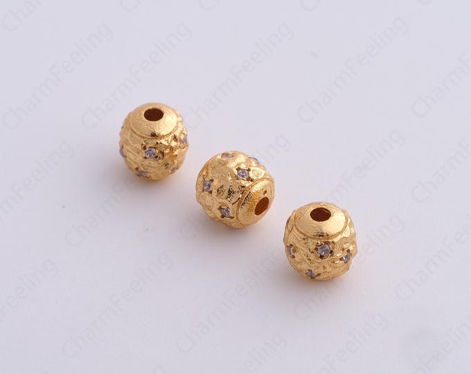 Gold Round Spacer Beads, 18K Gold Filled Tube Beads,Dainty Ball Bracelet Necklace Spacer Beads, DIY Jewelry Supplies,6.2x6mm
