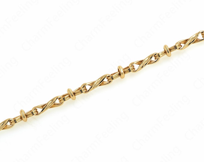 1 Meter,18K Gold Filled Irregular Chain, Brass Chain,Delicate Chain, Twisted Chain,Bracelet And Necklace Making Accessories,10.5x3mm