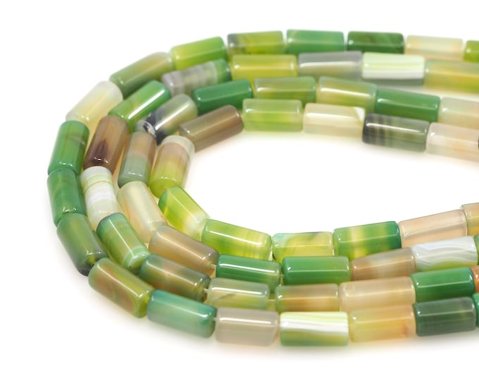 Apple Green Cylindrical Beads,Tubular Gemstone Beads,Gemstone Chains,Natural Stone Necklaces,Gemstone Necklaces,DIY Bracelet Accessories