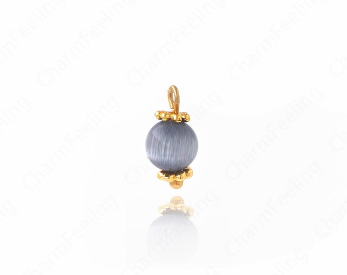 Natural Stone Pendant,Ball Charm, Ball Necklace, 18K Gold Filled Ball Jewelry,DIY Jewelry Supplies, 11.5x6mm