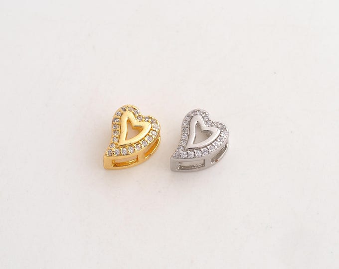 CZ Heart Pendant,Love Pendant,18K Gold Filled Heart Charm,DIY Jewelry Accessories,10x8x6mm