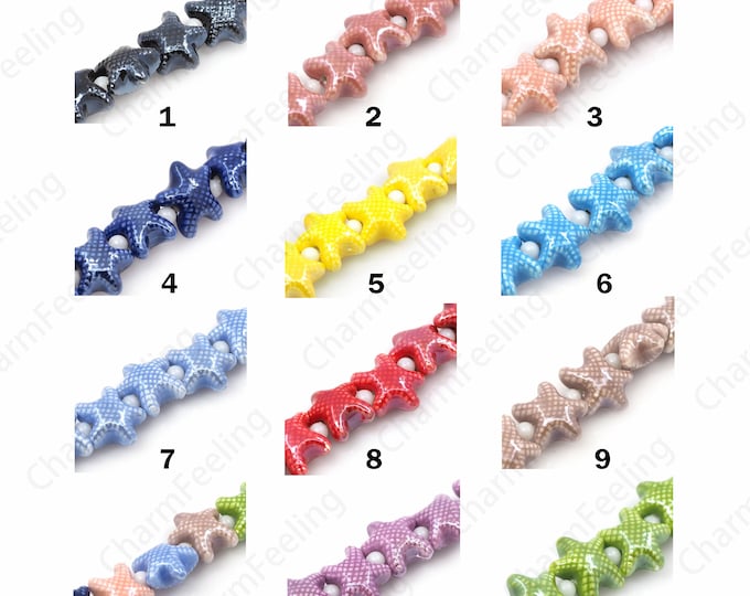 Pentagram Ceramic Beads,Star-Spaced Beads, Colored Glaze Ceramics, Hand-Painted Ceramics, DIY Jewelry Supplies, 18.5x17x10mm