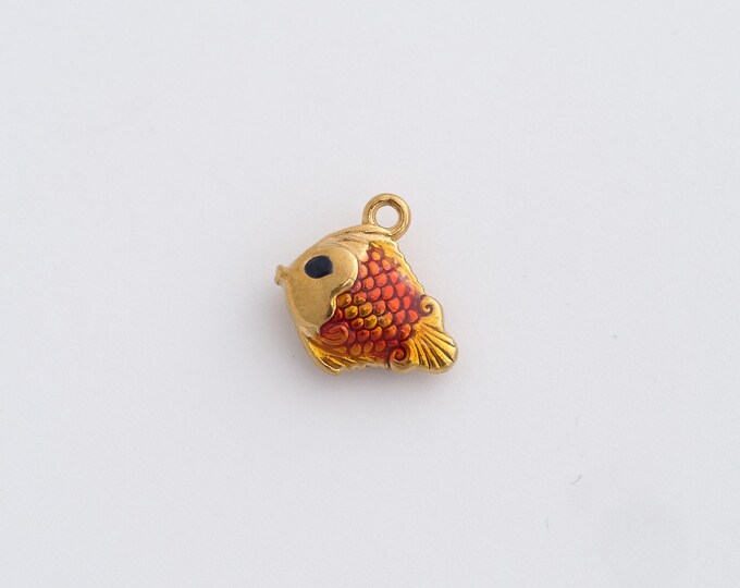 Stainless Steel Fish Pendant,Marine Life Charms,Enamel Fish Charm, DIY Jewelry Supplies, 12x12.8x4.4mm
