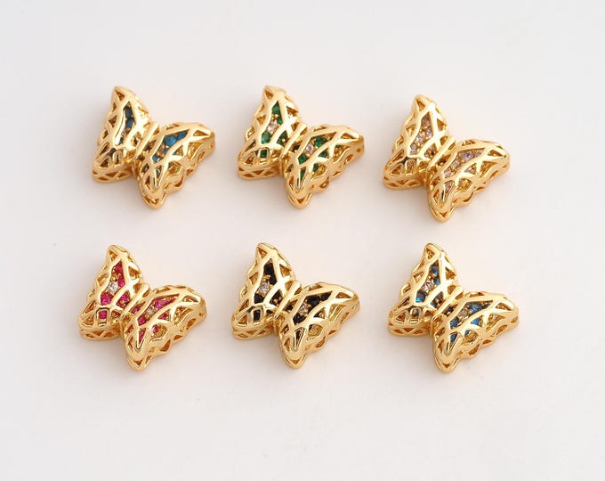 10 pcs 18K Gold Filled Gemstone Spacer Beads,Butterfly Gemstone Beads,Butterfly Beads,DIY Jewelry Supplies,8x12mm