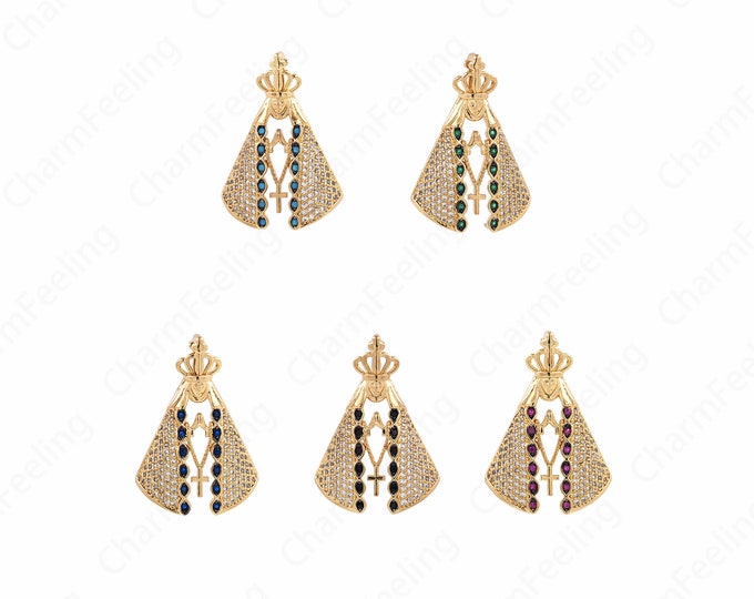 18K Gold Filled With The Charm Of The Virgin Mary, Church Guadalupe Medallion Pendant, Religious Jewelry 31.5x21.5x6mm