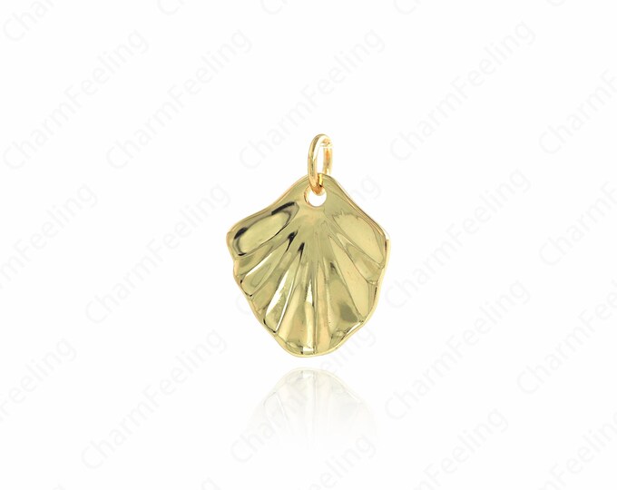 Gold Leaf Charm,18K Gold Filled Gold Plant Pendant, Leaf Pendant, DIY Jewelry Supplies, 18x13.6x2.4mm