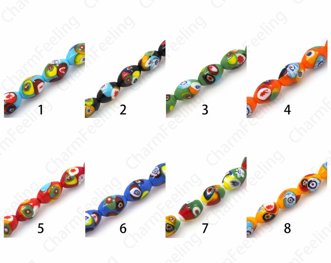 Eye Glass Beads,Rice Glass Spacer Beads, Gold Foil Glass Beads, Murano Spacer Beads,Rice Spacer Beads, DIY Beading Supplies, 10x15mm